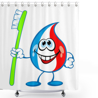 Personality  Toothpaste Drop With Dental Brush Shower Curtains