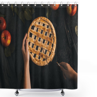 Personality  Woman Taking Piece Of Apple Pie Shower Curtains