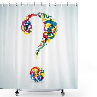 Personality  Big Question Mark Made From Smaller Question Marks Shower Curtains