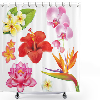 Personality  Set Of Tropical Flowers Shower Curtains