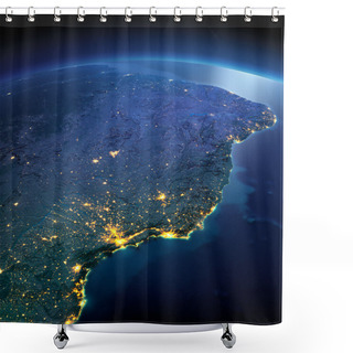 Personality  Detailed Earth. East Coast Of Brazil On A Moonlit Night Shower Curtains
