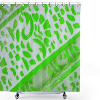 Personality  Silk Cloth, Green Cloth. Shades Of Delicate Exquisite Flowers On A White Background, Photo Of Paisley Print. Texture, Pattern, Collection Shower Curtains