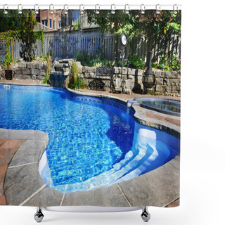 Personality  Swimming Pool With Waterfall Shower Curtains