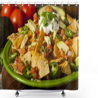 Personality  Homemade Unhealthy Nachos With Cheese And Vegetables Shower Curtains