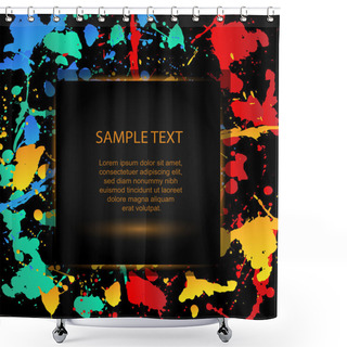 Personality  Colourful Bright Ink Splat Design With A Black Background, Vector Shower Curtains