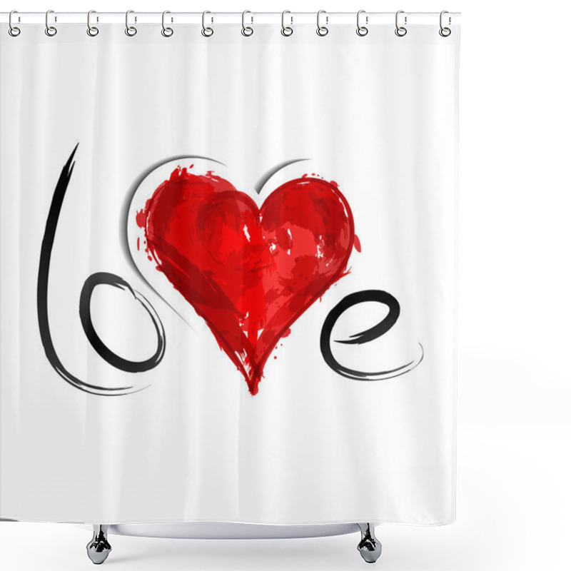 Personality  Red painted heart. Love shower curtains