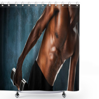 Personality  Shirtless Young Man Lifting Dumbbell Shower Curtains