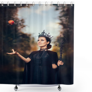 Personality  Evil Queen With Poisoned  Apple In Fantasy Portrait Shower Curtains