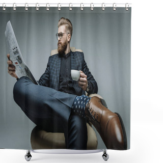 Personality  Stylish Businessman Sitting In Armchair Shower Curtains