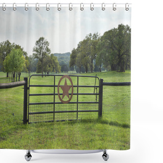 Personality  Ranch Gate With Pasture And Trees In The Texas Hill Country Shower Curtains