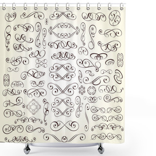 Personality  Set Of Decorative Elements. Dividers.Vector Illustration. Shower Curtains