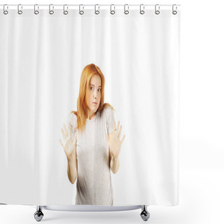Personality  Defensive Attitude Of A Woman Shower Curtains