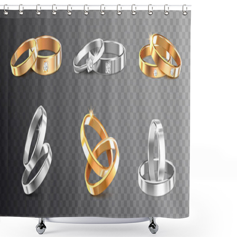 Personality  Wedding Rings Transparent Set Shower Curtains