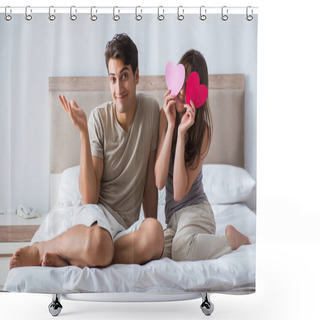 Personality  Happy Couple In The Bed Shower Curtains