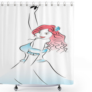 Personality  Belly Dancer Portrait Vector Shower Curtains