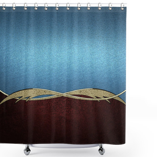 Personality  Abstract Blue Background With Red And Gold Trim Bottom. Design Template. Design Site Shower Curtains