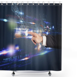 Personality  Futuristic Touch Screen Interface Shower Curtains