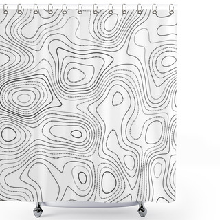 Personality  Topographic Map Background Actual Topography Map Black And White Seamless Design Unusual Tileable Shower Curtains