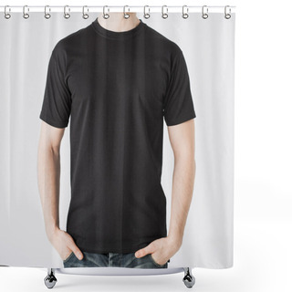 Personality  Man In Blank T-shirt Shower Curtains