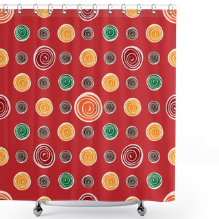 Personality  Red Flower Yellow Green Circles On Red Seamless Pattern Backgrou Shower Curtains