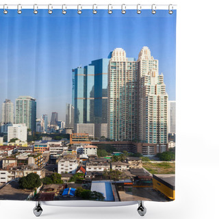 Personality  Contrast Between New And Holding Buildings In Bangkok, Thailand  Shower Curtains