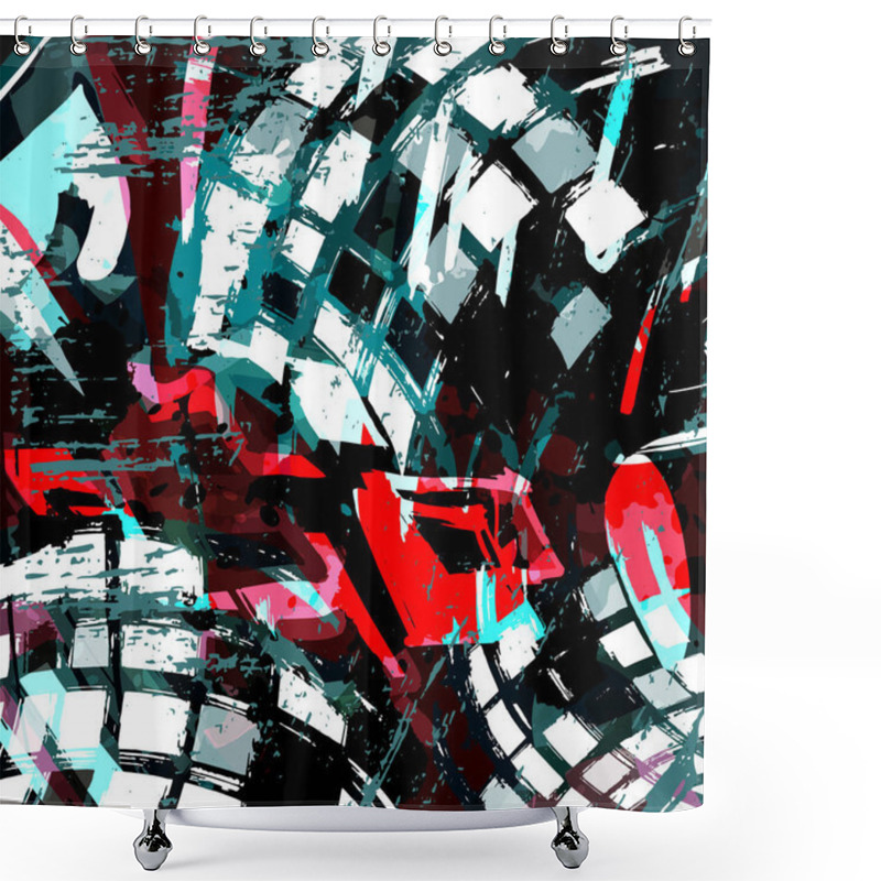 Personality  Colorabstract Ethnic Pattern In Graffiti Style With Elements Of Urban Modern Style Bright Quality Illustration For Your Design Shower Curtains