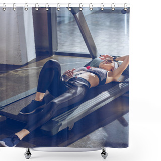 Personality  Sportive Woman On Treadmill  Shower Curtains