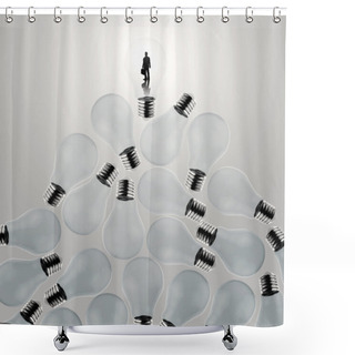 Personality  3d Growing Light Bulb Standing Out From The Unlit Incandescent B Shower Curtains