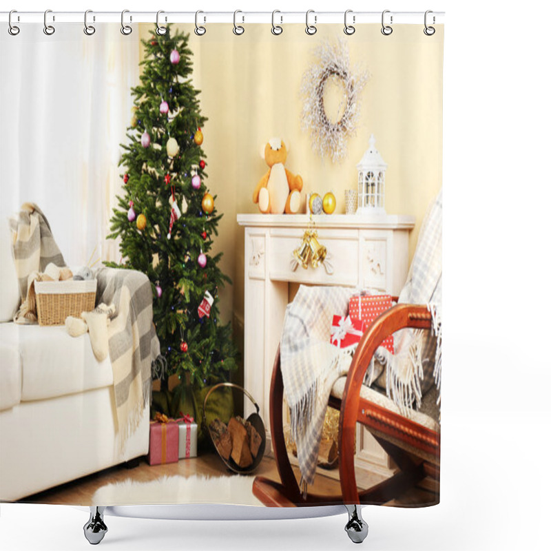 Personality  Beautiful Christmas Interior Shower Curtains