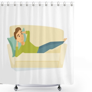 Personality  Man Lying On The Sofa Shower Curtains