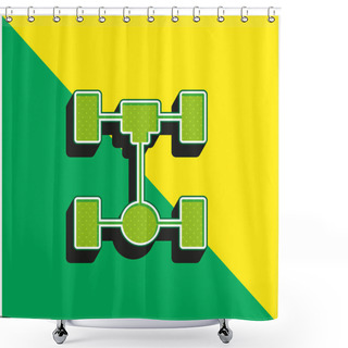 Personality  Axle Green And Yellow Modern 3d Vector Icon Logo Shower Curtains