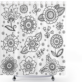 Personality  Vector Flower Pattern. Doodle Style, Spring Floral Background. Design Element In Doodles Style. Pattern For Coloring Book. Shower Curtains