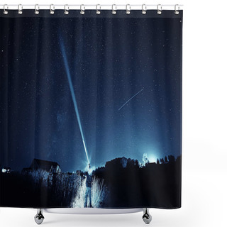 Personality  Milky Way Lantern, Lonely Traveler Shines A Lantern In The Sky, A Ray Of Light In The Night Sky Shower Curtains