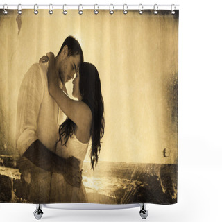 Personality  Romantic Couple Embracing Shower Curtains