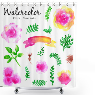 Personality  Watercolor Vector Floral Set Shower Curtains