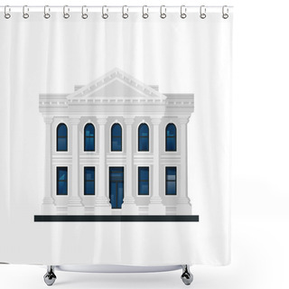 Personality  Facade Of Administration Building In Flat Style Shower Curtains