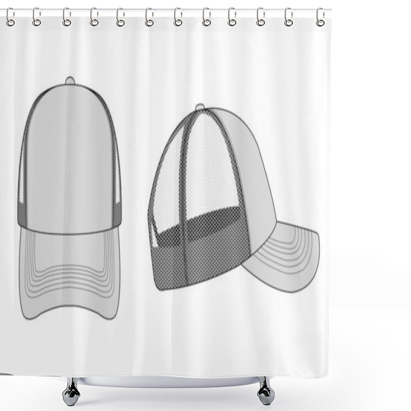 Personality  Trucker Cap / Mesh Cap Template Illustration Shower Curtains