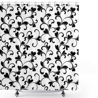 Personality  Seamless Pattern With Swirls And Hearts On A White Background Shower Curtains