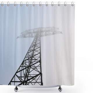 Personality  An Electricity Pylon On A Field In The Fog Shower Curtains