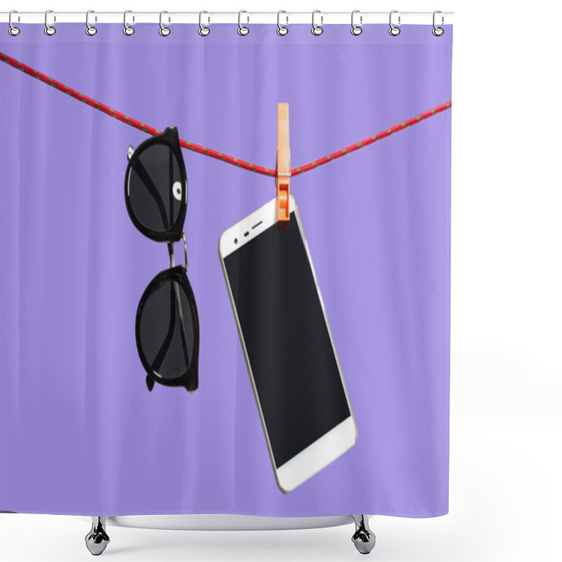 Personality  Sunglasses And Mobile Phone Shower Curtains