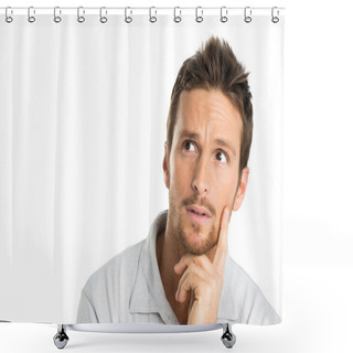 Personality  Portrait Of Thoughtful Young Man Shower Curtains