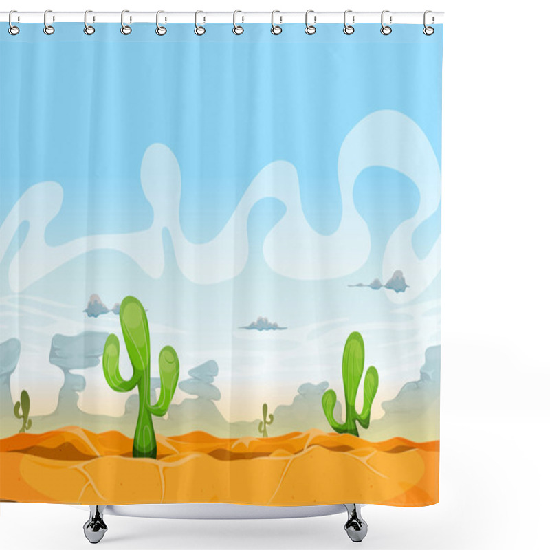 Personality  Seamless Western Desert Landscape For Ui Game shower curtains