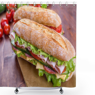 Personality  Long Baguette Sandwich With Lettuce Shower Curtains