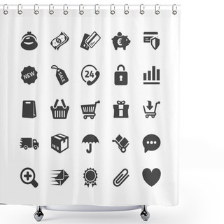 Personality  E-commerce Icons Set Shower Curtains