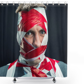 Personality  Man With Stripped Duct Tape Over Body Shower Curtains