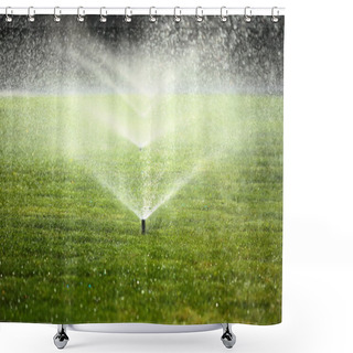 Personality  Garden Sprinkler On The Green Lawn Shower Curtains