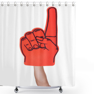 Personality  Close-up Of Hand Wearing Foam Finger Shower Curtains