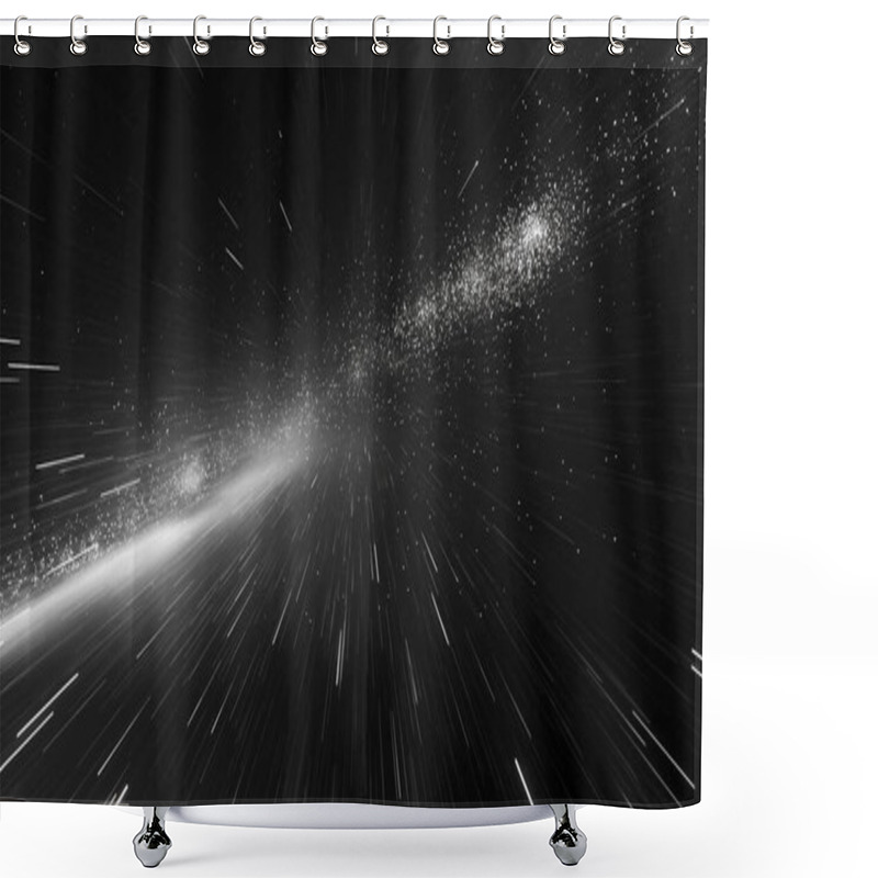 Personality  Monochrome Image Of A Star Field With Motion Blur, Simulating Hyperspace Or Warp Speed. Shower Curtains