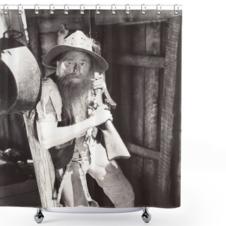Personality  Mountain Man With Rifle Shower Curtains