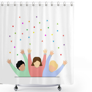 Personality  Illustration Of Three People Celebrating A Party Shower Curtains